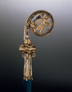 Kruisstafkop die St. Michael afbeeldt die de slang vertrapt, c.1225-50